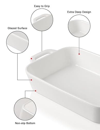 Sweejar Ceramic Bakeware Set, 9x13 Rectangular Baking Dish for Cooking, Kitchen, Cake Dinner, Banquet and Daily Use, Casserole Dishes for Oven Porcelain Baking Pans(White) thumbnail 5