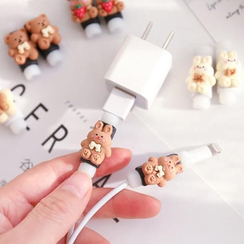 KIASRZN 2 in 1 Data Cable Protector Cover, Cute Cartoon Data Cable Protective case, Mobile Phone Charging Cable Anti-Break Protector,Compatible with All Data Cable Mini Cartoon Sets thumbnail 3