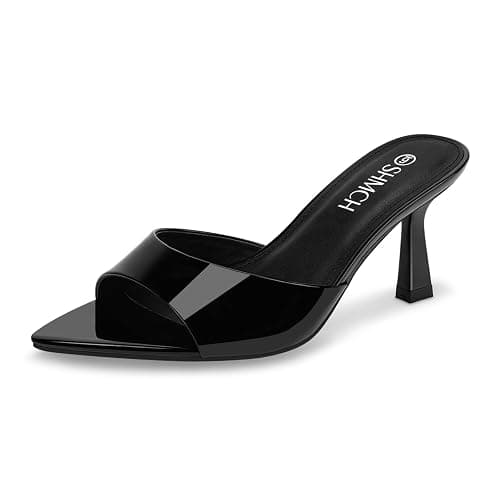 SHMCH Women’s Pointed Toe Mule Sandal Heels, Slip On Open Toe Kitten Heels for Women, Heeled Sandals Mules for Dress,Casual Outfits - Image 1