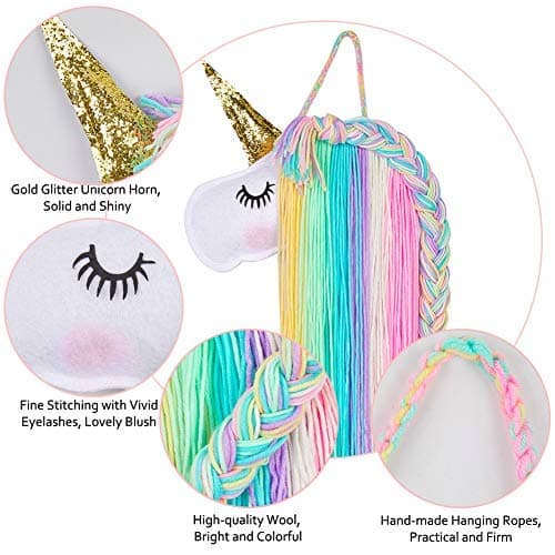 Beinou Unicorn Hair Clips Holder Rainbow Yarn Tassels Hair Bows Storage Organizer Unicorn Theme Party Decorations thumbnail 4
