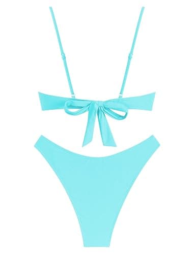 ZAFUL Women High Cut Bikini Sets String Sexy Swimsuit Two Piece Underwire Bathing Suit Brazilian Cheeky Cut Out Cute Swimwear thumbnail 6