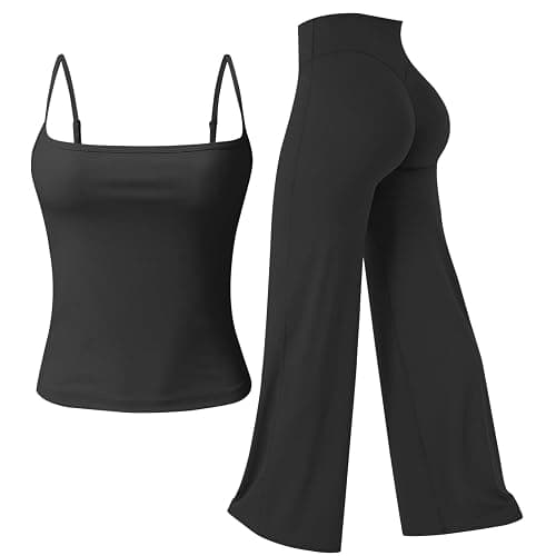 JN JANPRINT Gym Sets for Women 2 Piece Scoop Neck Cami Tank Tops Straight Leg Bottoms Yoga Outfits Tracksuit - Image 1