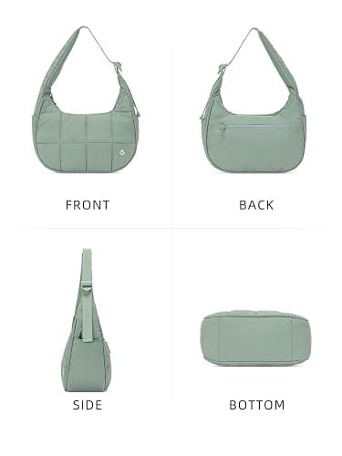 WESTBRONCO Small Puffer Crescent Shoulder Bag for Women, Nylon Quilted Shoulder Purses, Puffy Handbags with Adjustable Strap thumbnail 6