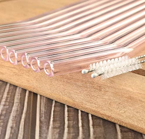 10 Pack Reusable Pink Glass Straws, 8" Shatter-Resistant Bent Drinking Straws for Smoothies, Milkshakes, Hot/Cold Drinks, with 2 Cleaning Brushes Dishwasher Safe Fits Tumblers, Tervis, Mason Jars thumbnail 5