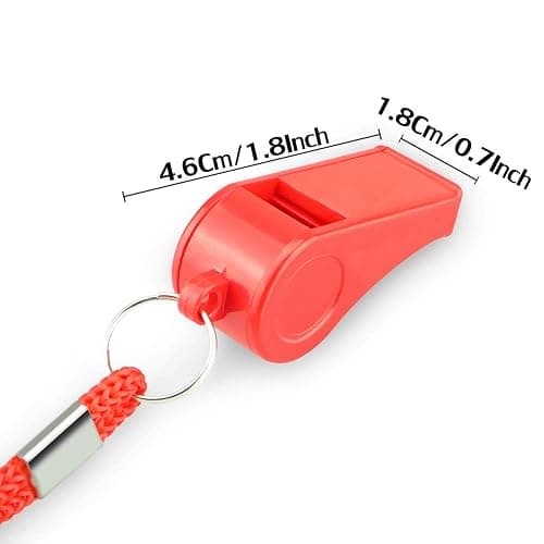 Hipat Red Emergency Whistles with Lanyard, Loud Crisp Sound, 2 Packs Plastic Whistles Ideal for Lifeguard, Self-Defense and Emergency thumbnail 4