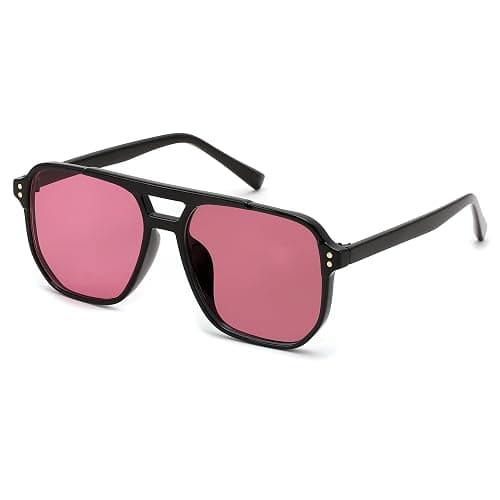 FEISEDY Retro Square Aviator Sunglasses Women Men 70s Vintage Trendy Plastic Frame Sun Glasses B2835 - Image 1