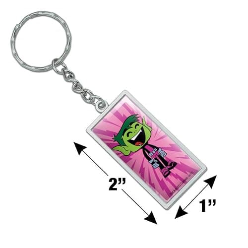 GRAPHICS & MORE Rectangle Teen Titans Go! Beast Boy Keychain in Chrome Plated Metal thumbnail 3