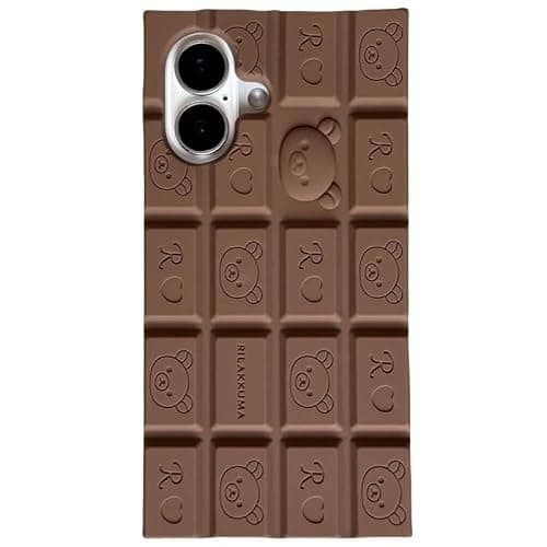 Anti-Slip Soft Silicone Case for Apple Bear Teddy Chocolate Bar Food 3D Cartoon Japan Japanese Fun Super Cute Lovely Adorable Creative Special Kids Girls Women (Brown, for iPhone 13 Pro) - Image 1