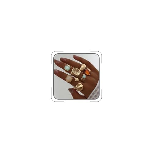 Todenb Chunky Gold Rings for Women，Open Stackable Tiger's Eye Stone Statement Rings Set Silver Vintage Knuckle Ring Fashion Chunky Jewelry Accessories - Image 1