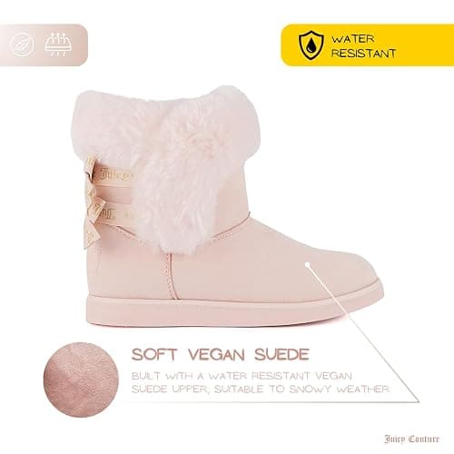 Juicy Couture Women's Slip On Winter Snow Boots Warm & Insulated Fur Lining Comfortable Fashion Booties thumbnail 2