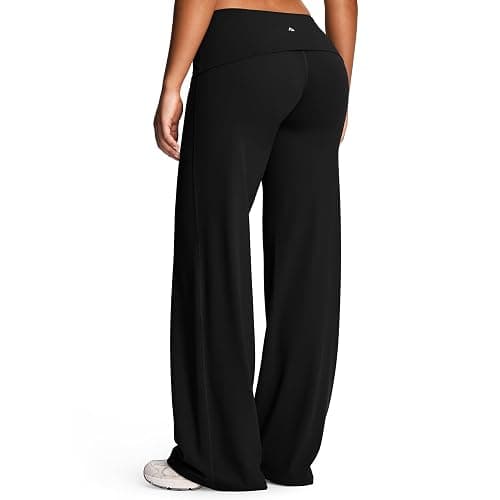 Aoxjox Women's Workout Fold Over Waist Straight Leg Bottoms Lumastretch™ Gym Yoga Pants 31"/33"/35" - Image 1