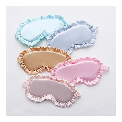 Silk Ruffle Sleep Eye Mask Soft Sleeping Eye Covers Multicolor Night Dream Blackout Eye Patches for Woman Man to Sleep Better(Light Pink) thumbnail 2