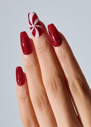 ohora Semi Cured Gel Nail Strips (N Candycane Swirl) - Works with Any Lamps, Salon-Quality, Long Lasting, Easy to Apply & Remove - Includes 2 Prep Pads, Nail File & Wooden Stick thumbnail 2