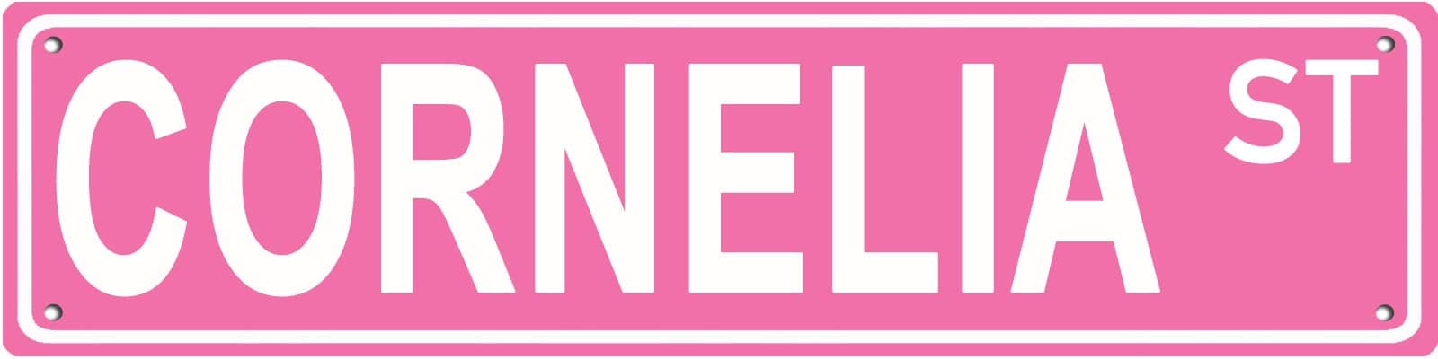 QLQKHJH Cornelia ST Tin Sign Gifts for Women Outdoor Aluminum Metal Sign Road Signs Woman Cave Street Signs 16"" x 4"" - Image 1