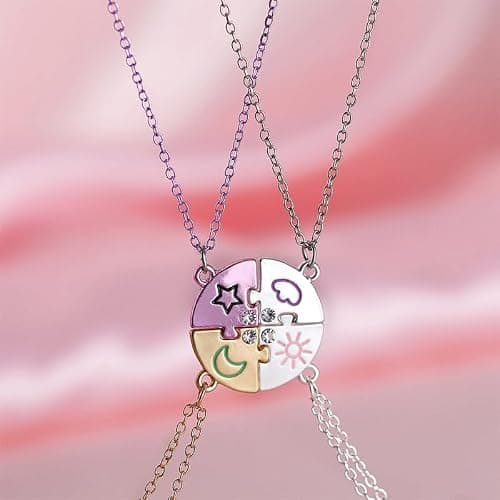 Best Friend Friendship Necklaces for 3 Sisters Birthday Gifts for Big Middle Little Sister Puzzle Necklace for 3 4 Friends thumbnail 6