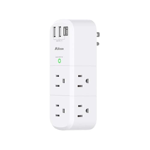 Outlet Extender with Rotating Plug, Mifaso Surge Protector 6 AC Multi Plug Wall Outlets and 3 USB Ports, 1800 Joules, 3-Sided Swivel Power Strip Spaced Splitter for Home, Travel, Dorm Room Essentials - Image 1