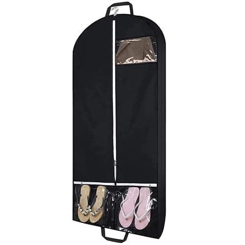 54" Garment Bags for Travel and Storage, Travel Suit Bags for Men Women with 2 Clear Pockets, Storage bags for Clothes, Suits, Dress, Shirts, Coats (Black) - Image 1