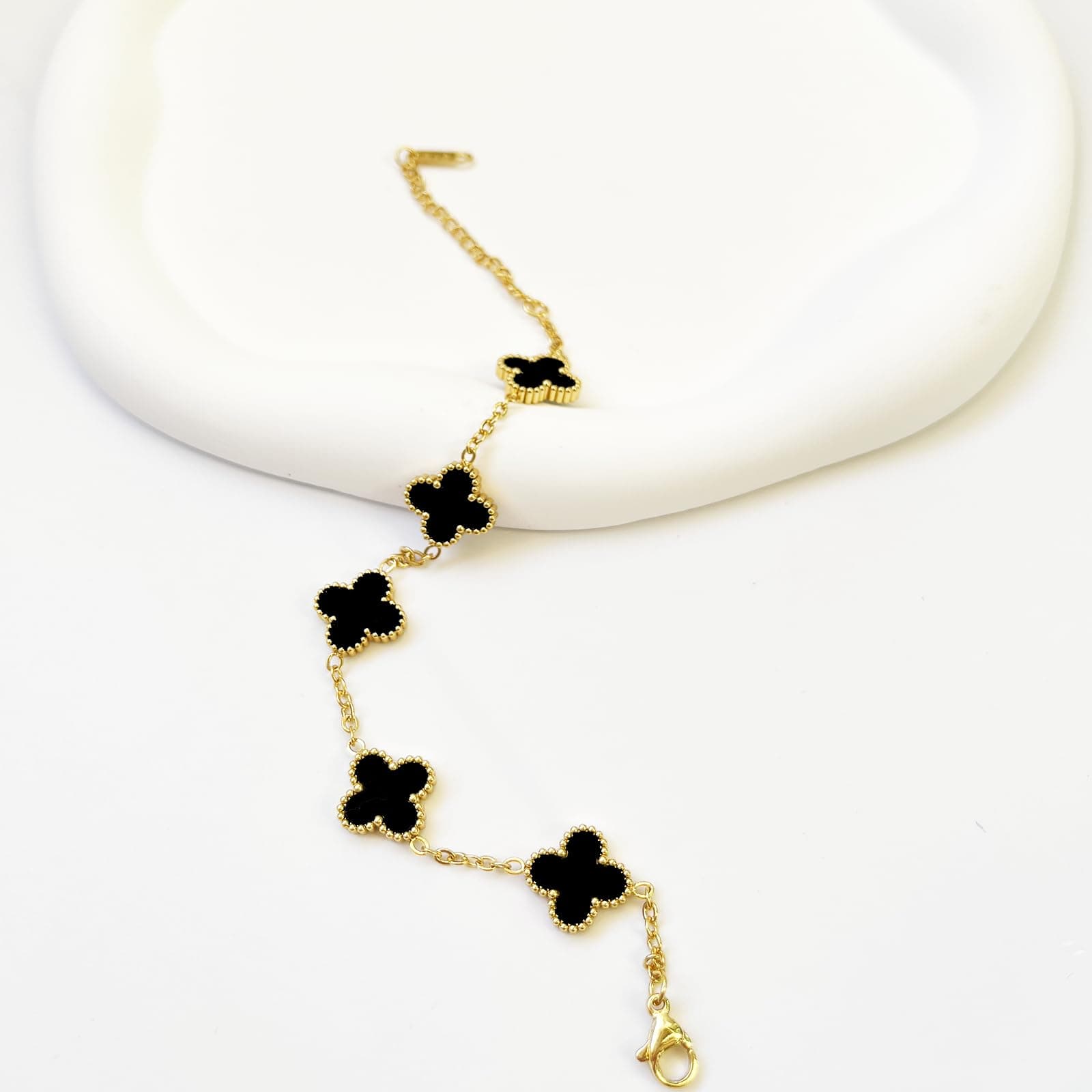 AIQIUQIU 18K Gold Plated Four Leaf Clover Bracelet, Lucky Link Bracelets Double-Sided Adjustable Design Jewelry for Women Girls Christmas Valentine's Day Gifts- YIMAOQIAN Seller thumbnail 5