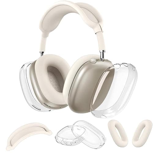 Silicone Case Cover for AirPods Max Headphones (2024), Clear Soft TPU Ear Cups Cover/Ear Pad Case Cover/Headband Cover 3-in-1 Transparent Accessories Case Protector for Airpods Max(Starlight) - Image 1