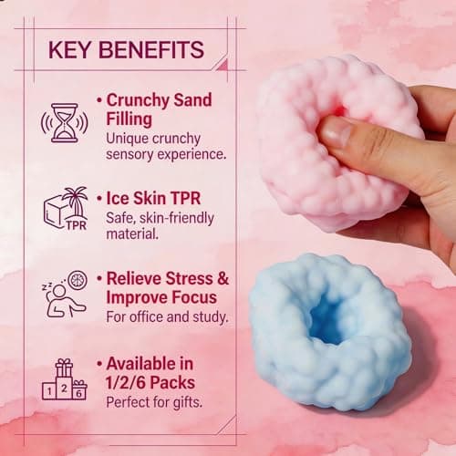 Crunchy Squishy Noisy Stress Balls Ice Skin Fidget Sensory Toys,Crunchy Stress Ball, Slow Rise Squishy Fidget Toy for Anxiety Relief, Handmade Moldable Squeeze Ball for Kids Adults (2*Purple) thumbnail 2