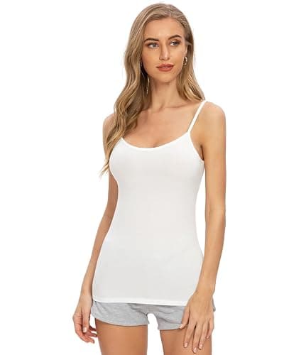 Knuffnee Damen Unterhemden Verstellbare Spaghetti Tops Basic Cami Tank Top 4er Pack thumbnail 2