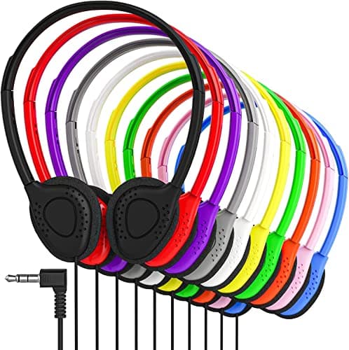 Maeline Bulk On-Ear Headphones with 3.5 mm Headphone Plug - 10 Pack Wholesale Bundle - Multi Color - Image 1