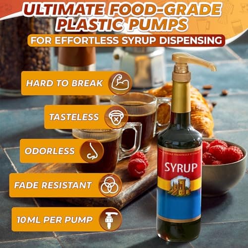 Pumps for Syrup Bottles 5 Pack - 9.25" Closed/11.54" Open Coffee Syrup Dispenser Pump - Lockable Mechanism, Fits Various 25.4 oz Bottles, Easy to Use & Clean, Suitable for Liquids, Pastes & Sauces thumbnail 4