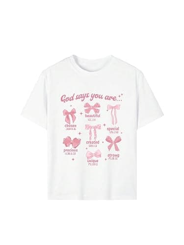 QJQ Girl's Cute Graphic T Shirts Short Sleeve Crewneck Tees Summer Trendy Preppy Tops Clothes thumbnail 2