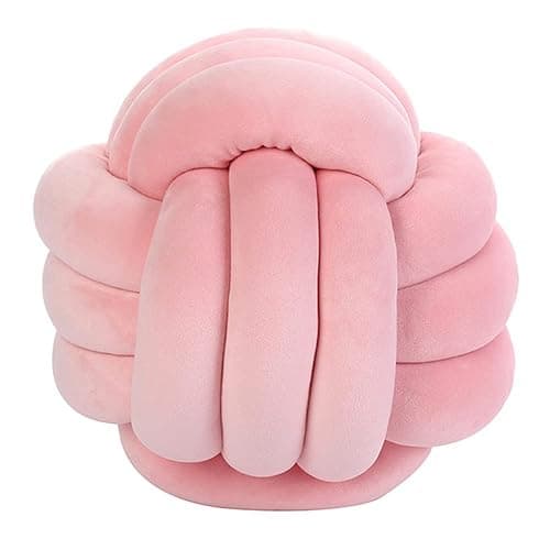 PUXU Knot Pillow Ball,Round Decorative Throw Pillow (Pink,8.5in) | Children Room Decoration Plush Toys Calming Stress Relief Toy, Soft Plush, Cozy Decor for Bedroom, Sofa, Kids Playroom - Image 1