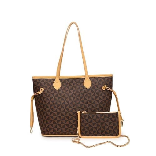 Women Tote Bag Handbags PU Leather Fashion Hobo Shoulder Bags 2pcs with Coin Purses - Image 1