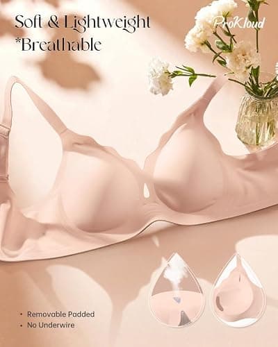 ProKloud Wireless Bras for Women Wave Push Up No Underwire Bralettes Seamless Full Coverage Support Lift Everyday Bra thumbnail 6