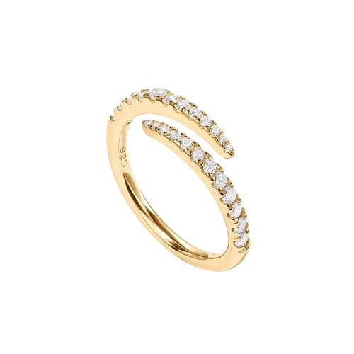 PAVOI 14K Gold Plated Cubic Zirconia Open Twist Eternity Band for Women - Image 1