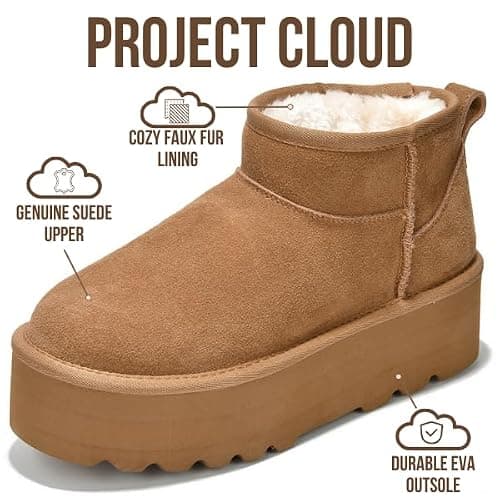Project Cloud 100% Genuine Suede Leather Ankle Boots for Women - Anti-Slip Memory Foam Insole Womens Boots - Lightweight Winter Womens Shoes, Ankle Booties for Women (Huggy) - 6.5 - Chestnut thumbnail 2