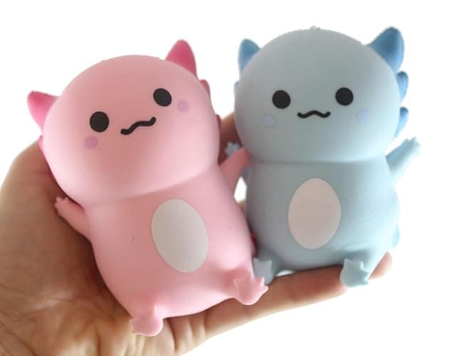 4 Axolotl - Soft Creamy Doh Filled Squeeze Stress Balls - Sensory, Fidget Toy Super Soft (All 4 Color Axolotls) thumbnail 3