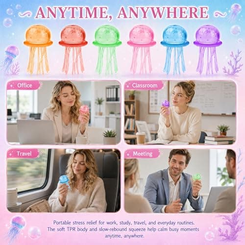 Jellyfish Squeeze Toys,Jellyfish Squishy,Jelly Fish Squeeze Stress Ball,Ultra Squishy and Moldable Slow Rise,Sensory Toy with a Super Solid Squish for Adult (Green) thumbnail 5