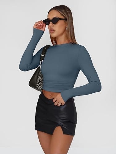 AUTOMET 3 Pack Womens Long Sleeve T Shirts Fall Fashion Basic Going Out Crop Tops Slim Fitted Winter Clothes 2025 thumbnail 3