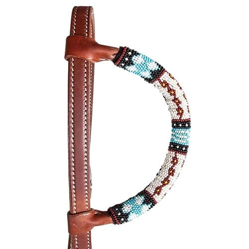 Schneiders Double S Beaded One Ear Headstall | Exquisite Horse Tack | Stylish Beaded Design | Premium 5/8" Harness Leather | Adjustable Rolled Ear Design thumbnail 6