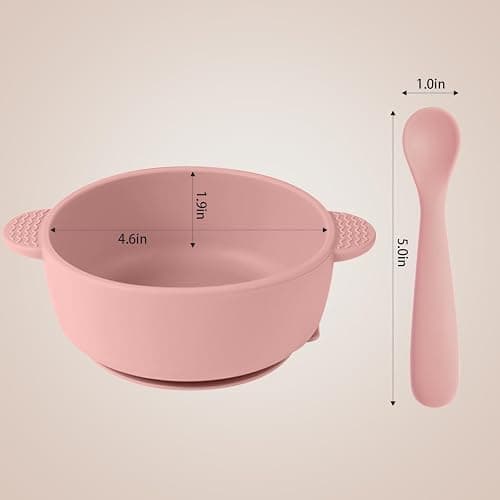Eascrozn 3 Pack Baby Bowls with Suction and 3 Pack Baby Spoons, BPA Free, Silicone Baby Feeding Set for Babies Toddler Kids, Microwave and Dishwasher Safe thumbnail 3