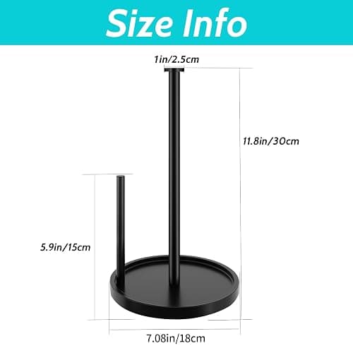Paper Towel Holder Countertop, Standing Paper Roll Holder with Anti Slip Weighted Base, Stainless Steel Freestanding Paper Towel Holder for Kitchen, Black thumbnail 3