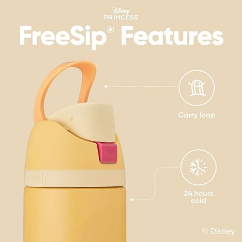 Owala Disney Princess FreeSip Insulated Stainless Steel Water Bottle with Straw for Sports and Travel, BPA-Free Sports Water Bottle, 24 oz, Belle thumbnail 4