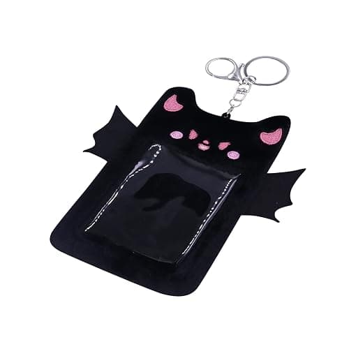 Caviotess Fuzzy Plush Kpop Photocard Holder with Keychain, Cute Animal Wings Photo Sleeve Bank ID Credit Card Holder thumbnail 2