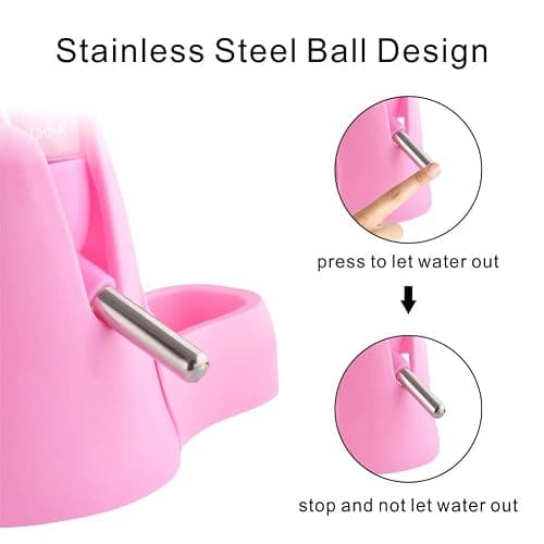 Guardians Hamster Water Bottle, Little Pet Automatic Drinking Bottle with Food Container Base Hut Hanging Water Feeding Bottles Auto Dispenser for Small Animals (125ml,Pink) thumbnail 5