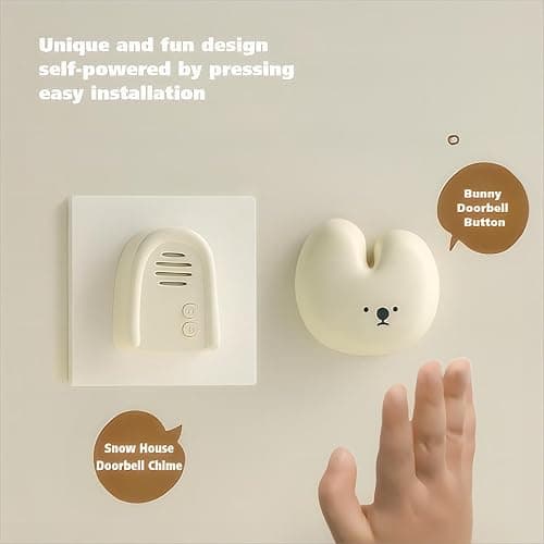 Elite Aiwei Wireless Doorbell, Cute Rabbit and Snow House Doorbell- Wireless remote control distance of 200 feet, 1 Receiver + 1 Transmitter- Cream White thumbnail 4