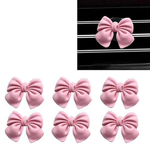 6 pcs Bow Car Accessories Coquette Cute Girly Car Decor Accessories Interior Aesthetic Car Decorations Stuff for Women Girl,Car Decorations Interior Aesthetic (Pink) - Image 1