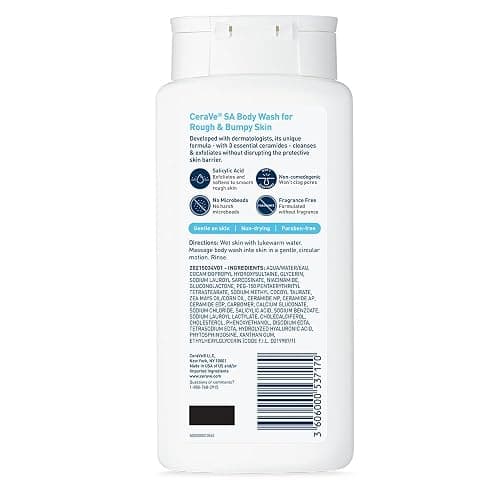 CeraVe Body Wash with Salicylic Acid, Fragrance Free Body Wash to Exfoliate Rough and Bumpy Skin, Allergy Tested, 10 Ounce thumbnail 6