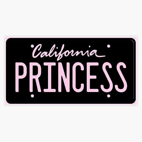 princess california license Window Water Bottle Bumper Sticker Decal 5" - Image 1