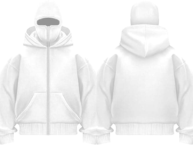Generico Balaclava Ninja Zipper Hoodie with Built in Balaclava, Double Hooded Jacket Hoodie with Mask, Wind-Resistant Winter Hoodies thumbnail 6