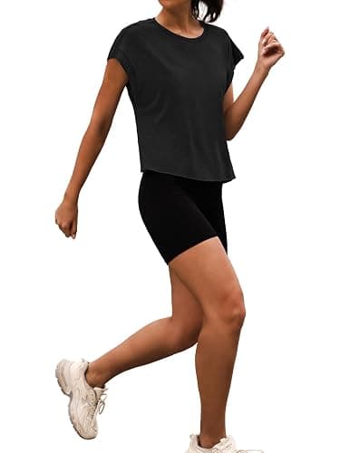3rd hill Women Open Back Workout Shirts Short Sleeve Tops Casual Yoga Y2k Athletic Gym Running Crop Tees thumbnail 5