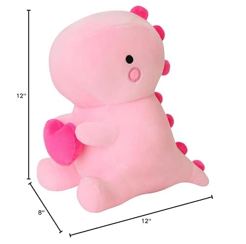 SQEQE Dinosaur Stuffed Animal, Loving Soft Dino Plush Toys with Holding Heart, Sweet Romantic Anniversary Birthday Gift for Her Girls Boys Girlfriend(Pink,12 inch) thumbnail 3