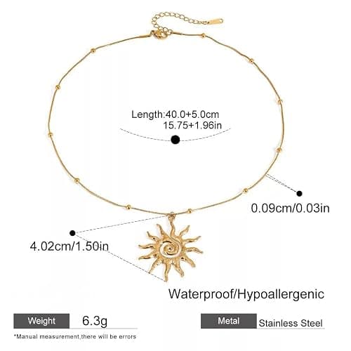 LAIHUARYWA Elegant 18K Gold Plated Necklace for Women Sun Moon Pendant Necklace Boho Vintage Hammered Circle Coin Necklaces for Women Minimalist Spiral Design Prom Birthday Gift for Her thumbnail 3